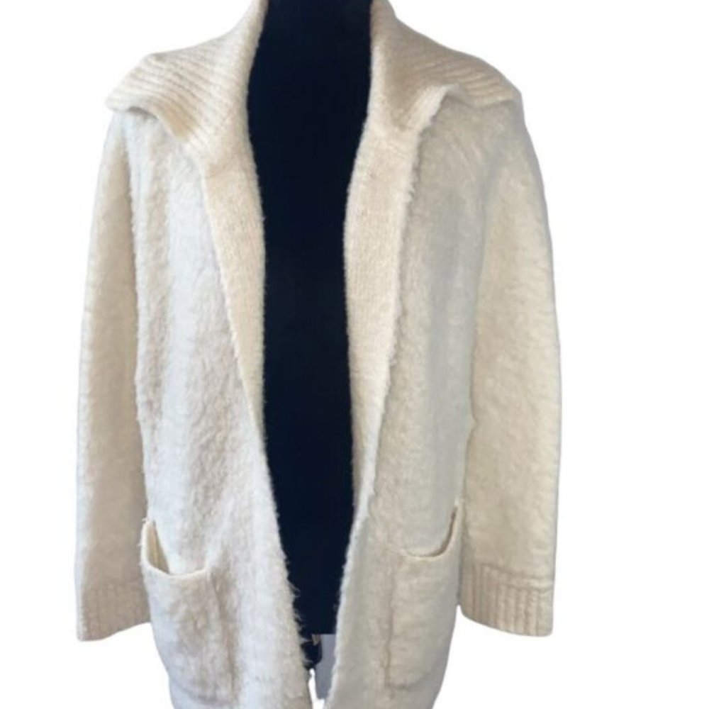 Sleeping On Snow Anthropologie Wool Alpaca Blend Open Cardigan Sweater S Ivory